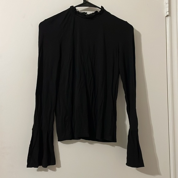 Topshop Elegant Black Long Sleeve Blouse Size 4 - Picture 1 of 9